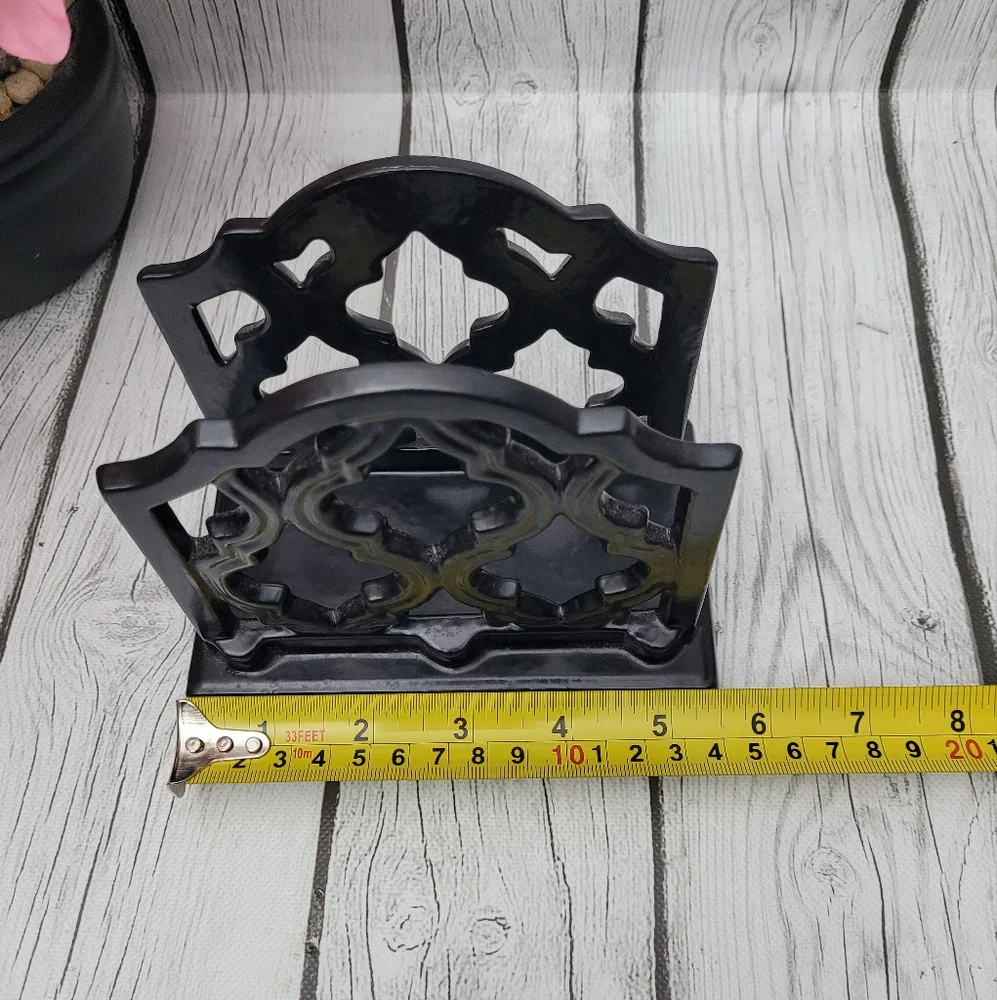 Cast Iron Enamel Napkin Holder/Mail Letter Footed